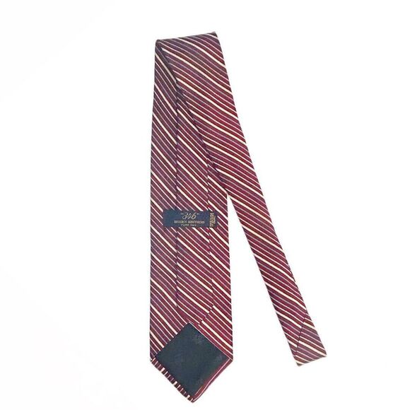 Brooks Brothers 346 Men's Red Striped Pure Silk Tie Made In USA 60" X 3 1/2" - Picture 5 of 6